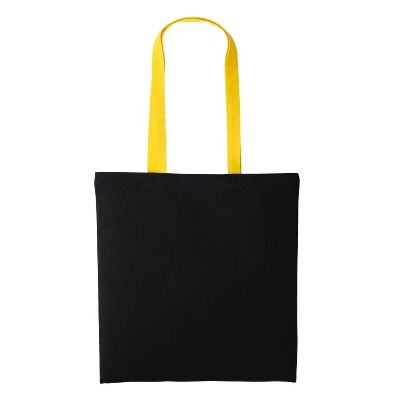 Image of Nutshell Womens Varsity Cotton Shopper Long Handle Tote in Jet Black Jet Black Female One Size