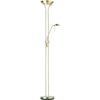 image of Endon Rome - Mother and Child Floor Lamp Satin Brass, Opal Glass, G9