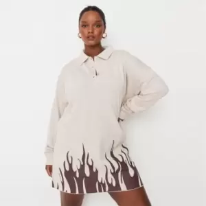 image of Missguided Jl Flame Polo Sweat Dress - Beige