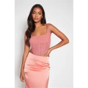 Image of I Saw It First Pink Rose Mesh V Front Corset - Pink