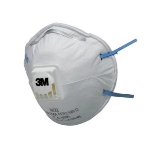 image of 3M Respirator Valved FFP2 Classification White with Blue Straps Pack of 5