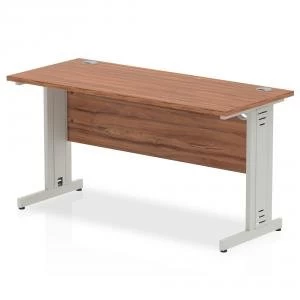 Image of Trexus Desk Rectangle Cable Managed Silver Leg 1400x600mm Walnut Ref