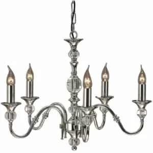 image of Loops - Diana Ceiling Pendant Chandelier Bright Nickel & K9 Crystal Curved 5 Lamp Light