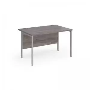 image of Maestro 25 straight desk 1200mm x 800mm - silver H-frame leg and grey