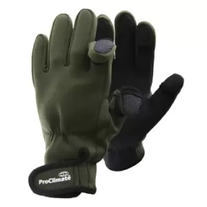 Image of Floso Mens Neoprene Fishing Gloves (Lightweight Waterproof) (S/M) (Green)
