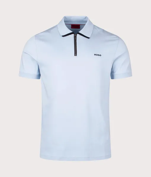 image of HUGO Dalomini Zip Polo Shirt Light/Pastel Blue M