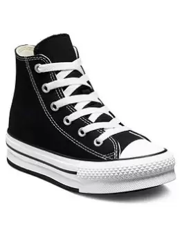 Image of Converse Chuck Taylor All Star Hi Childrens Girls Eva Lift Canvas Platform Trainers -Black/White, Size 10