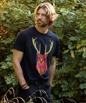 image of Geometric Stag Graphic T-Shirt