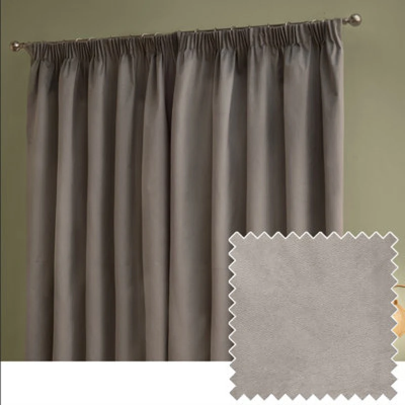 Image of Furn. The Ultimate Velvet Blackout Pencil Pleat Curtain Pair, Silver, (W)229X (D)183Cm