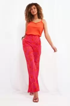 image of Bold Floral Print Tailored Wide Leg Trousers