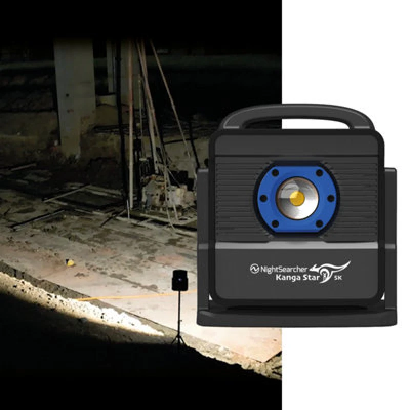 Image of Nightsearcher Kangastar 5K , 5000 Lumens 50M Beam Worklight Powered By Panasonic, Bosch, Hikoki, Makita Powertool Batteries