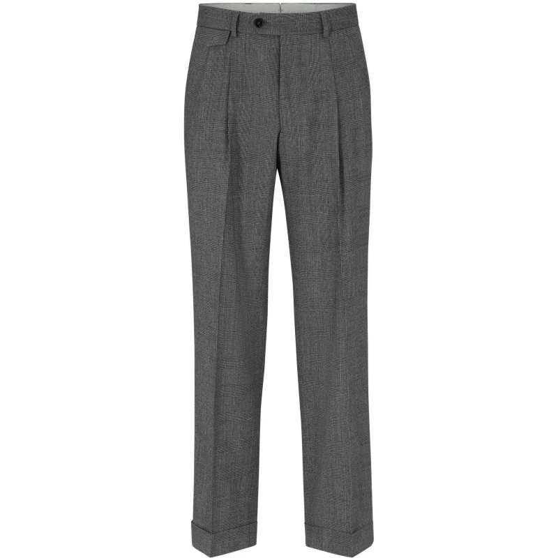 Image of Boss Mens L Peet Pleat Tailored Trousers Silver male 30W R