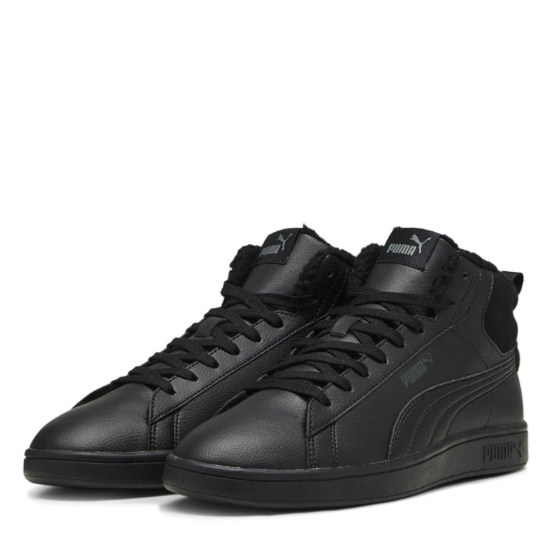 Image of Puma Mens Smash 3.0 Mid Water Resistant Low-Top Trainers Black/Grey male 6 (39)