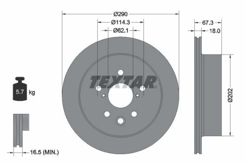 Image of Brake disc TEXTAR 92334403
