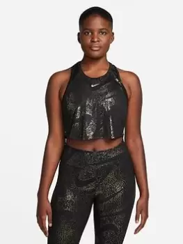 image of Nike One Tank - Black/Gold, Black/White, Size L, Women