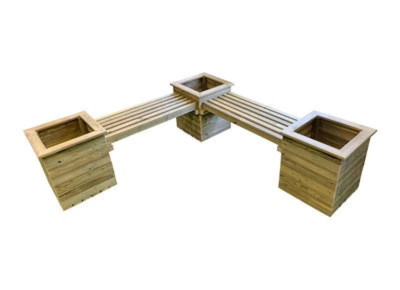 Image of Churnet Valley Garden Furniture Ltd Corner Planter Bench - Timber - L194 X W194 X H55cm - Minimal Assembly Required
