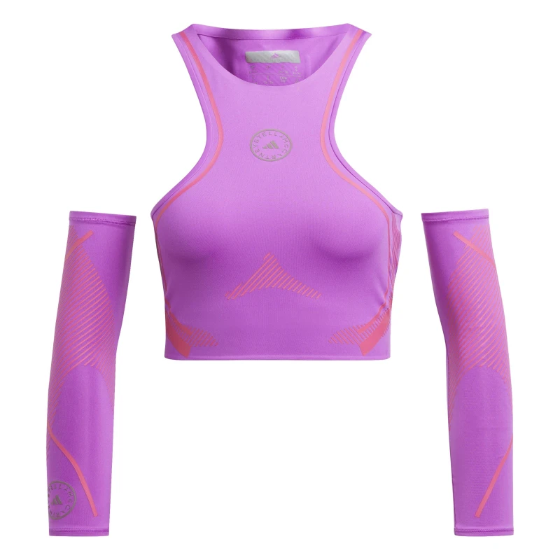 Image of adidas Womens Short Sleeve Crop Top Purple female 8 (XS)