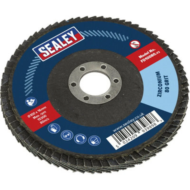 Image of Loops 100mm Zirconium Flap Disc - 16mm Bore - Depressed Centre Disc - 80 Grit Multi