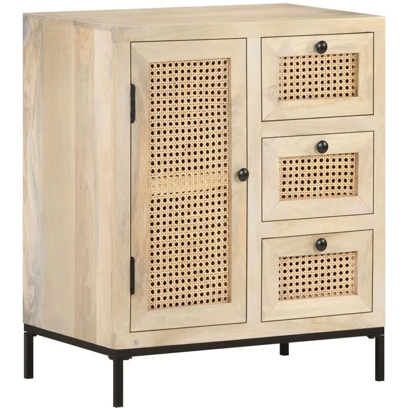 Image of VIDAXL Sideboard 60x35x70cm Solid Mango Wood and Natural Cane Vidaxl 8720286066614