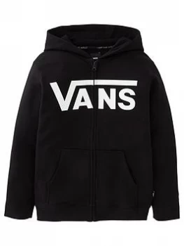 image of Vans Boys Classic Zip Hoodie II - Black/White, Size L=12-13 Years