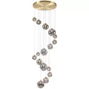 image of Luminosa Segal Ceiling Pendant, 16 Light G9, Satin Gold, Smoke Plated Glass