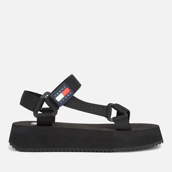 Image of Tommy Jeans Womens Webbing Flat Sandals - UK 6.5 Black Sandals female EN0EN02466 6.5