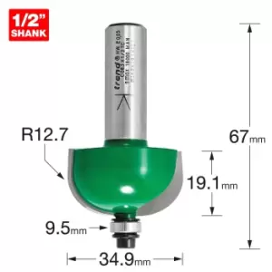 Image of Trend CRAFTPRO Radius Bearing Guided Router Cutter 34.9mm 19.1mm 1/2"