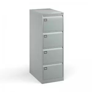 image of Steel 4 drawer executive filing cabinet 1321mm high - silver