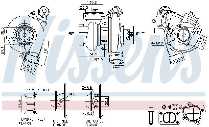 Image of NISSENS 93759 Turbocharger ** FACTORY NEW ** with gaskets/seals Charger,charging system (2234)