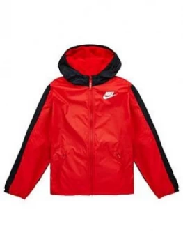 Image of Nike Older Fleece Lined Jacket - Red/Black, Size XS, 6-8 Years, Women