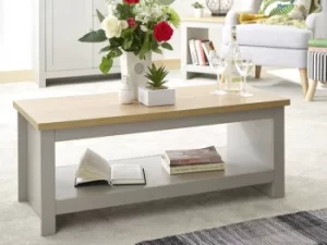 Image of GFW Lancaster Grey and Oak Coffee Table with Shelf Flat Packed