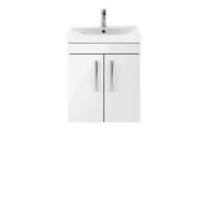 image of Nuie Athena 500 Wall Hung 2-door Vanity & Thin-edge Basin - Gloss White