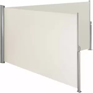 Image of Double-sided garden privacy screen w/ retractable awnings - privacy screen, garden privacy screen, patio awning - 180 x 600cm beige - beige