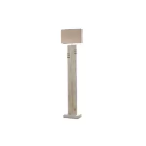 Image of Gea Wood Floor Lamp With Shade, Fabric Shade