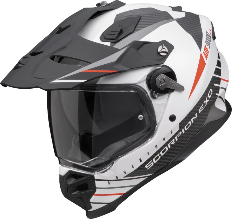 Image of Scorpion ADF-9000 Air Feat Matt White Black Red Adventure Helmet Size 2XL