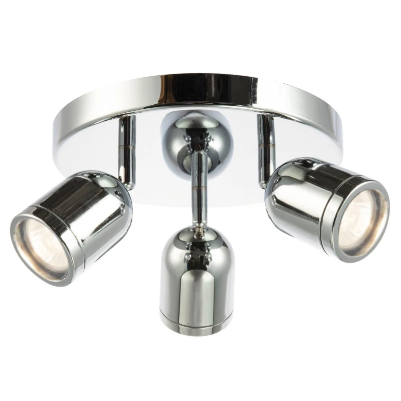 Image of Happy Homewares Modern Triple Metal Spot IP44 Bathroom Ceiling Light with Adjustable Heads in Silver Silver Unisex