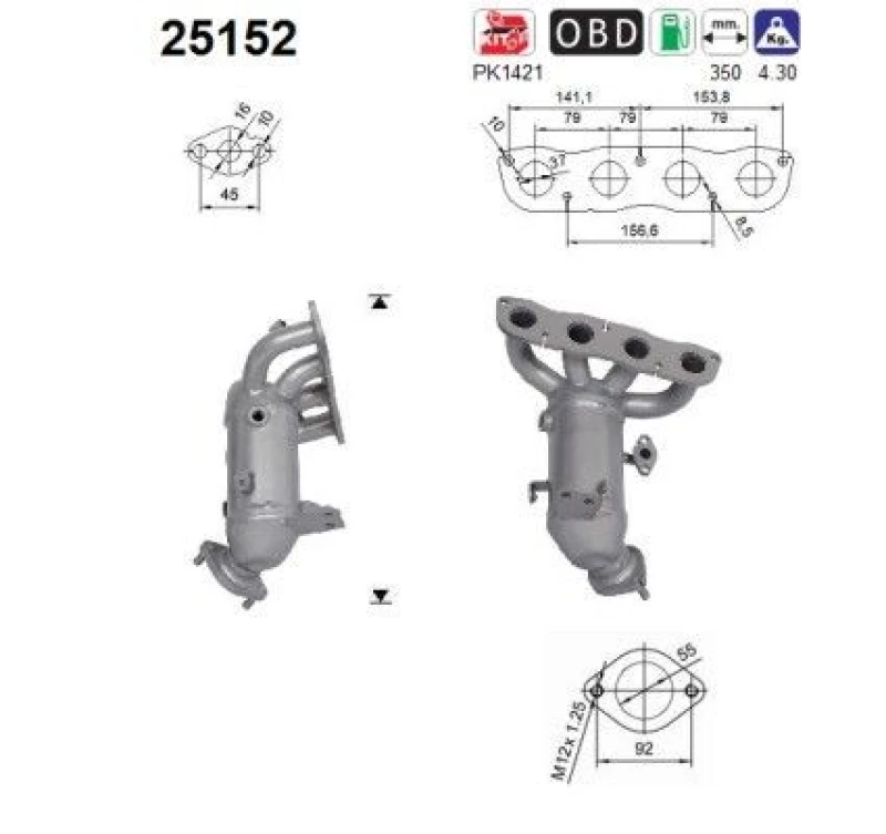 Image of AS Catalytic converter AS 25152