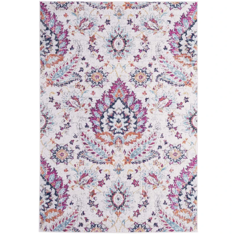 Image of THE RUGS Marrakech Multicolour Floral Large Area Rug & Runner Living Room 460 Size: 120cm x 170cm Multicolor Unisex 120cm x 170 cm