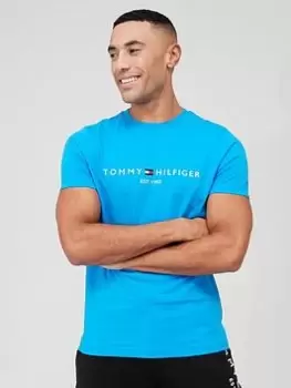 Image of Tommy Hilfiger Classic Logo T-Shirt - Blue, Bright Blue, Size XL, Men