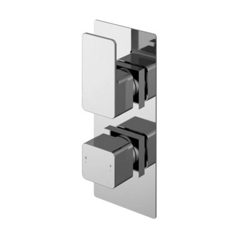 Image of Balterley Concealed Thermostatic Twin Shower Valve Diverter 2 Outlets Chrome in Silver Silver Unisex