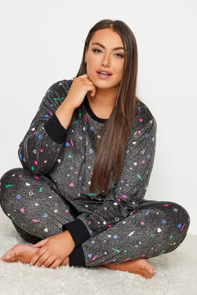 Image of Yours Velour Lounge Set Grey