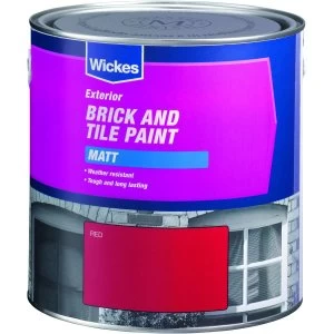 image of Wickes Exterior Brick and Tile Paint - Matt Red 2.5L