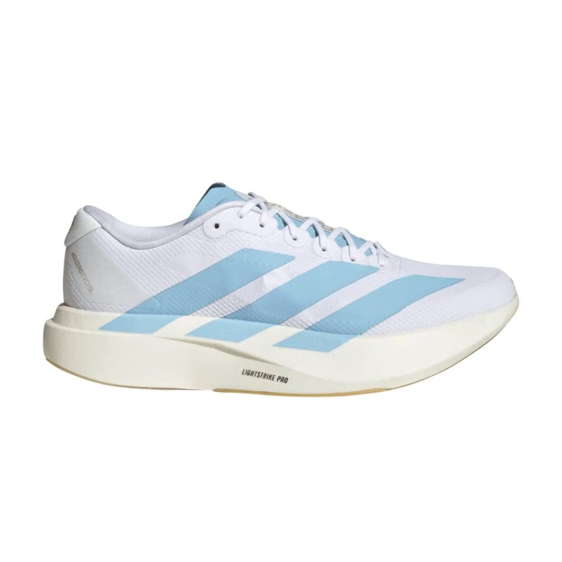 Image of Adidas Adizero Evo SL Woven Shoes White Blue SS26, Size UK 11.5