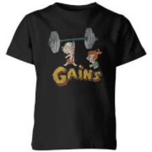 image of The Flintstones Distressed Bam Bam Gains Kids T-Shirt - Black - 11-12 Years