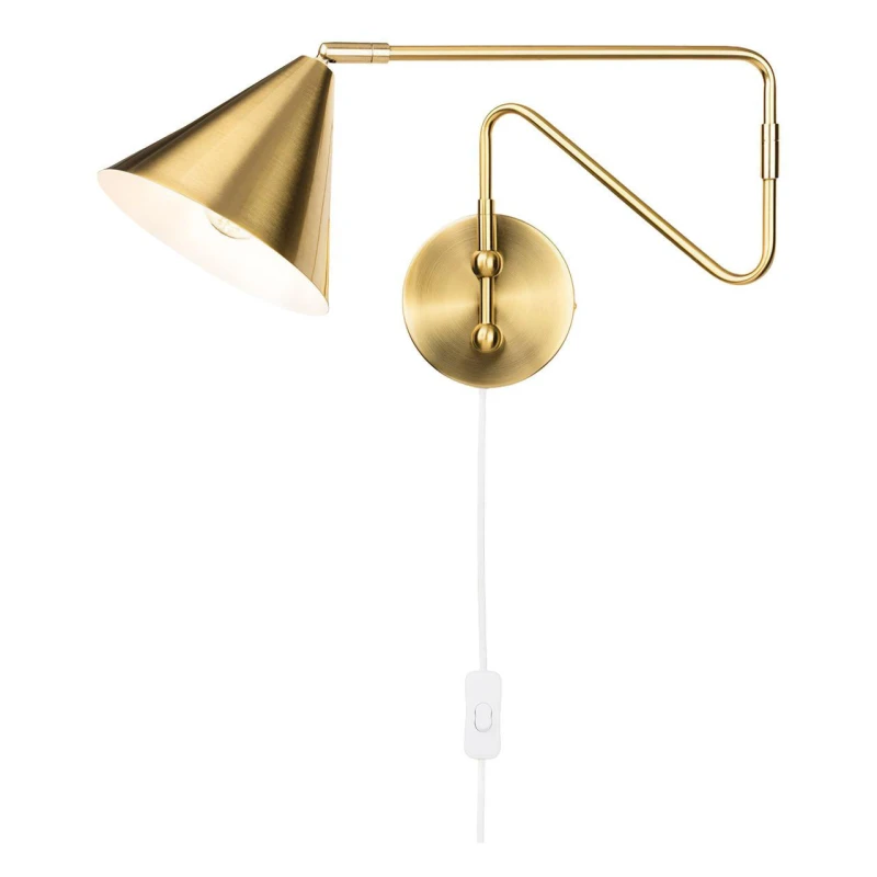 Image of Firstlight Plug-In Wall Wall Spotlight with On/Off Switch in Brushed Brass