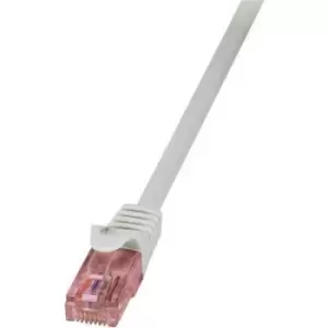 image of LogiLink CQ2032U RJ45 Network cable, patch cable CAT 6 U/UTP 1m Grey Flame-retardant, incl. detent