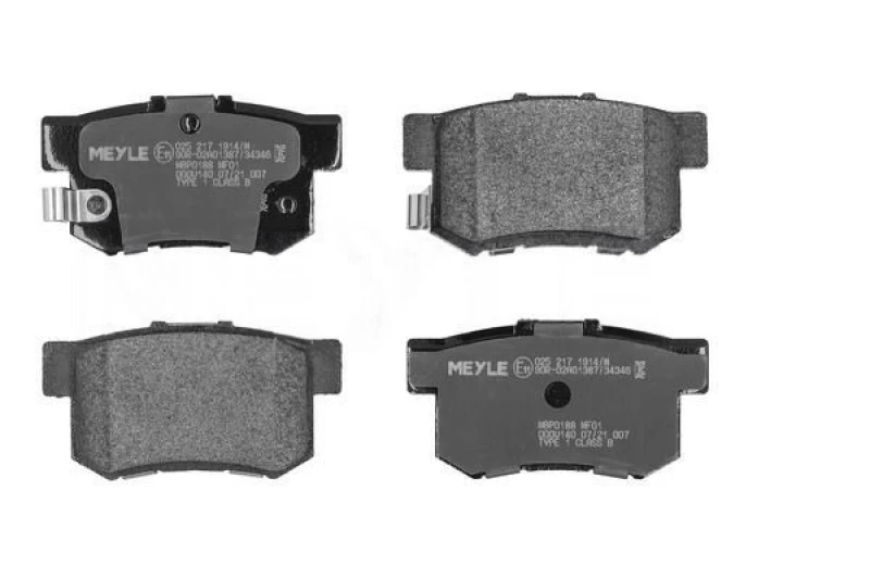 Image of MEYLE 025 217 1914/W Brake pad set Rear Axle, with acoustic wear warning, Original Quality, with anti-squeak plate Brake Pad Set,disc brake (402)