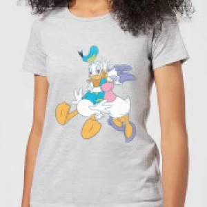 Image of Disney Mickey Mouse Donald Daisy Kiss Womens T-Shirt - Grey - 3XL