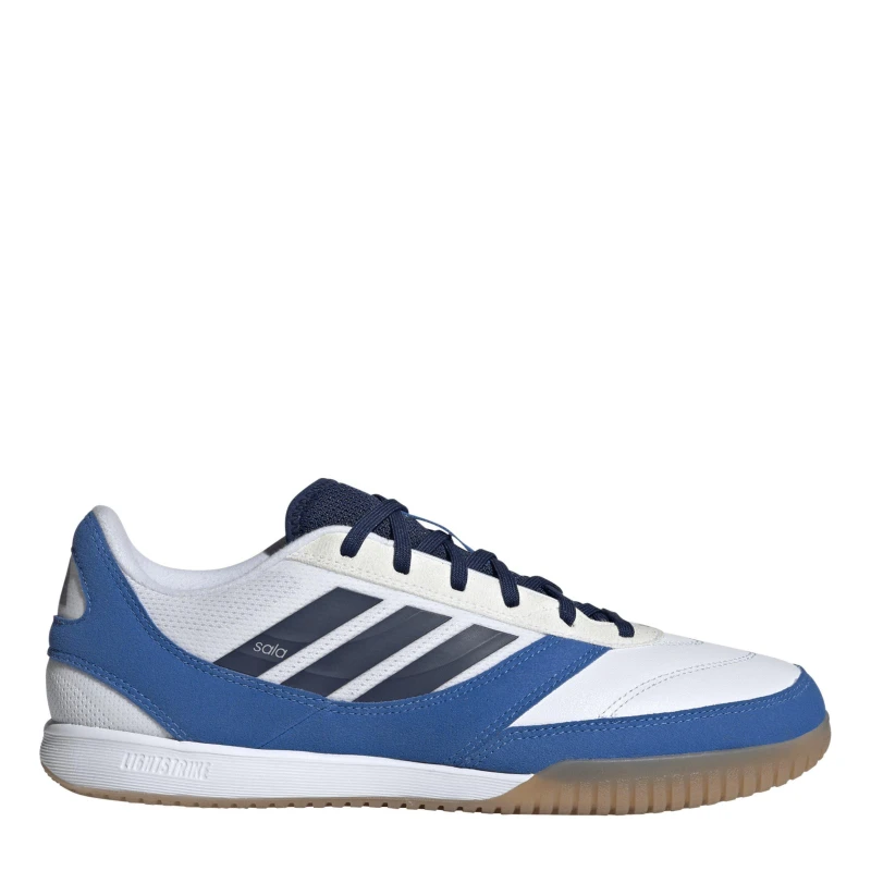 Image of adidas Unisex Adults Sala Mesh Leather Indoor Football Boots White/Dark Blue unisex 8 (42)
