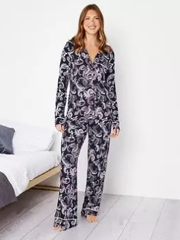Image of Long Tall Sally Autumn Paisley PJ Set - Blue Size 22-24, Women